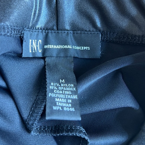 NWTFauxleather INCInternationalConcepts black leggingsS:M.Ruched at ankles.Soft - Picture 3 of 4